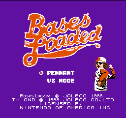 Bases Loaded title screen for NES